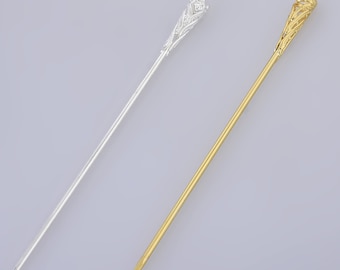 160*8*3mm Legering Haarspeld Haar Stok Pin Haar Clip messing Bloem Haar Bevindingen Haaraccessoires 5 stks 102663