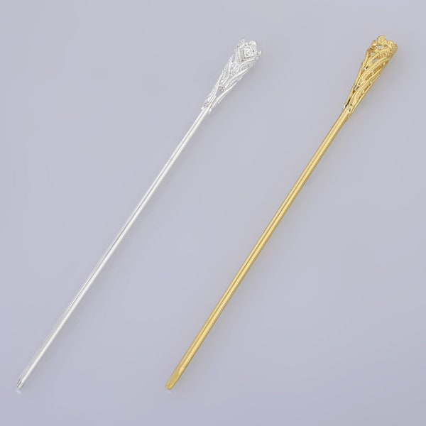 160*8*3mm Alloy Hairpin Hair Stick Pin Hair Clip brass Flower Hair Findings Hair Accessories 5pcs 102663