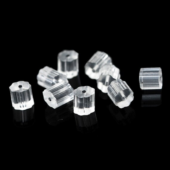 Zroboycc 100 Pcs / 1 Pack Replacement Clear Soft Plastic Earring Back Caps Stopper Plugs