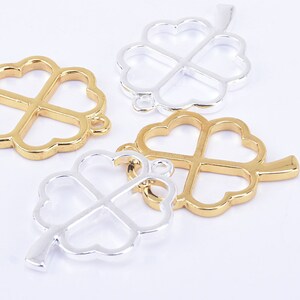 33*24mm Zinc alloy Four Leaf Clover Open Back pendant lucky clover charm Jewelry Supplies 10pcs 102324