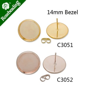 50pcs earring with a 14mm bezel,earring blank,fit 14mm cabochons
