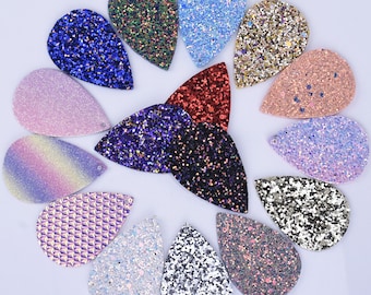 56*38*2mm multicolore in ecopelle pendenti con ciondoli pendenti in pelle sintetica paillettes con paillettes componenti dell’orecchino pendenti a goccia 4 pezzi 102461