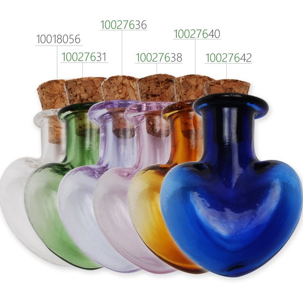 10PCS coloré en forme de cœur minuscules bouteilles en verre petites bouteilles vides petites bouteilles en gros, minuscules bouteilles avec bouchons