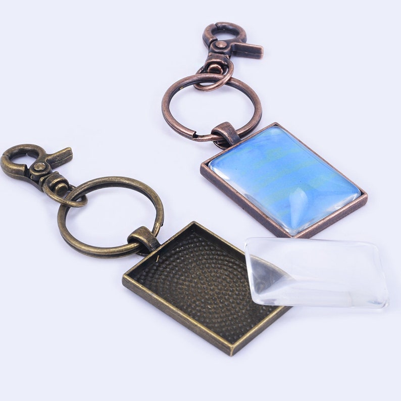 2535mm Zinc alloy DIY Key Chain Kits Bezel Pendant Trays Etsy