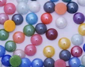 Flatback Glass Ceramic Beads, Glass semicircular imitation pearls, ceramic polished electroplated beads, ceramic beads, DIY nail accessories