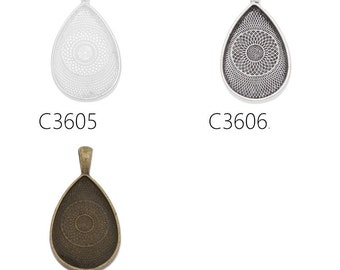 20 Stück 20 x 30 mm Tropfen Zink-Legierung Cameo Cabochon Basis Anhänger, passend für 20 x 30 mm Cabochons