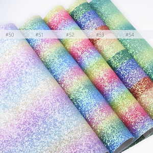 8*12&quot; Glitter Faux leather sheets PVC Rainbow Leather Sheets Glitter Fabric Sheet DIY Hair jewelry bag keychain 1pcs 102625