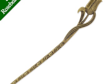 10PCS 26x159mm Antique Bronze Greenish Lily Flower Hair Stick,Metal Hair Stick C3892