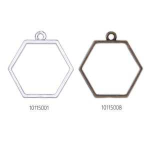 20 Hexagon Resin Bezel Open Back Blank,13x14.5mm Pressed Flower Frame Pendant