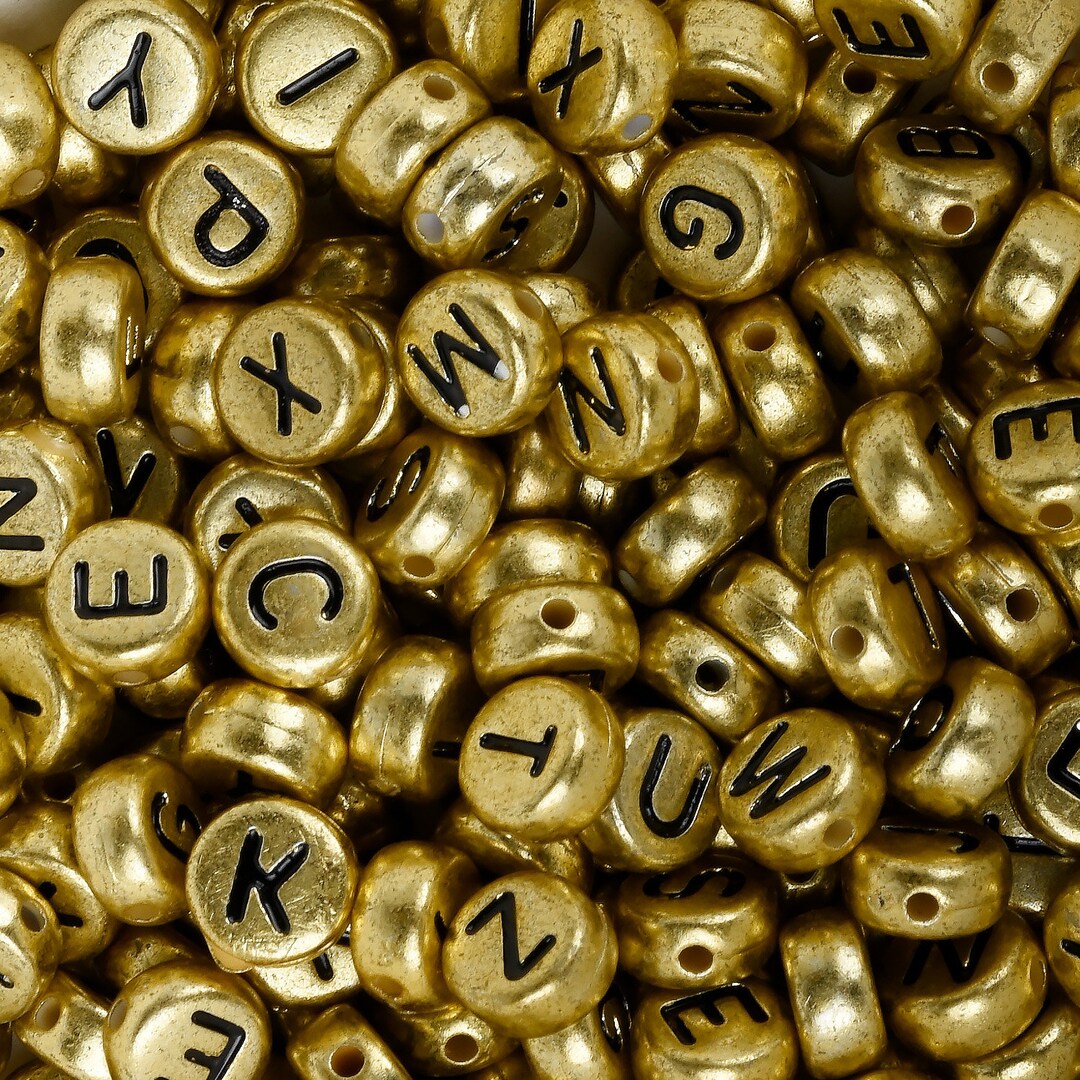 73.4mm Gold Acrylic Alphabet Beads ABC Beads Name Beads 1.3mm Hole 100