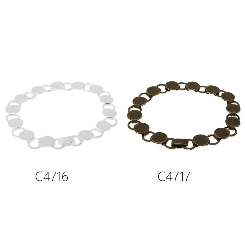 bracelet settings length 20.7cm 5PCS new design fit 10mm round cabochons bracelet base