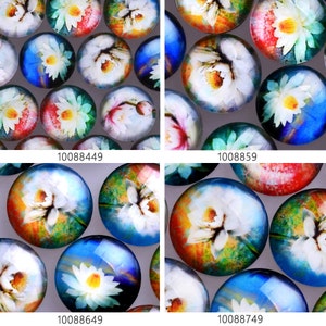 20/50 蓮の花 ハンドメイド カボション イメージ ガラス フォト ドーム ビーズ ロータス ジュエリー 10088