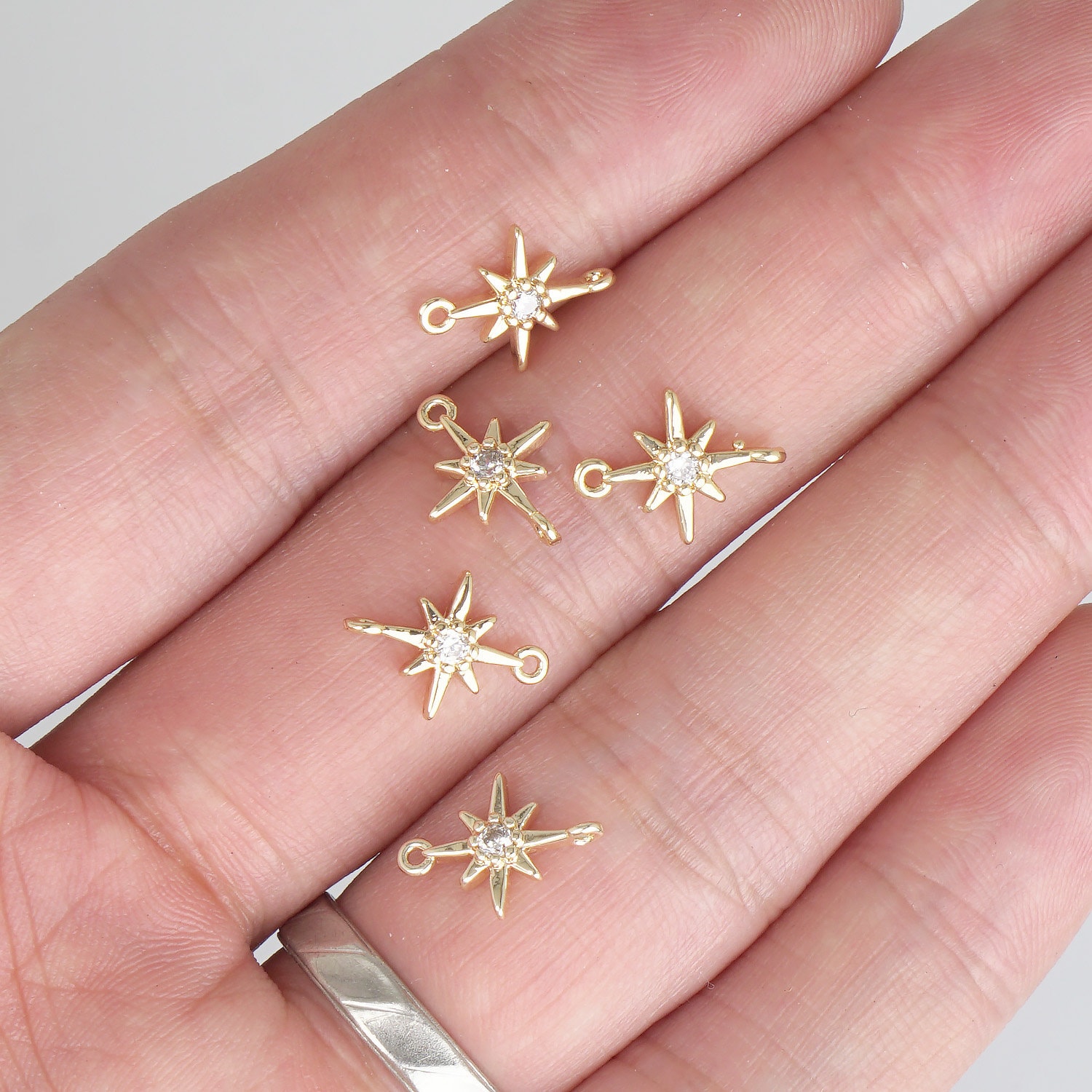 14k Gold  Filled Sunshine Charm Double Loop Connector for Necklace Bracelet Making Supply 10332205