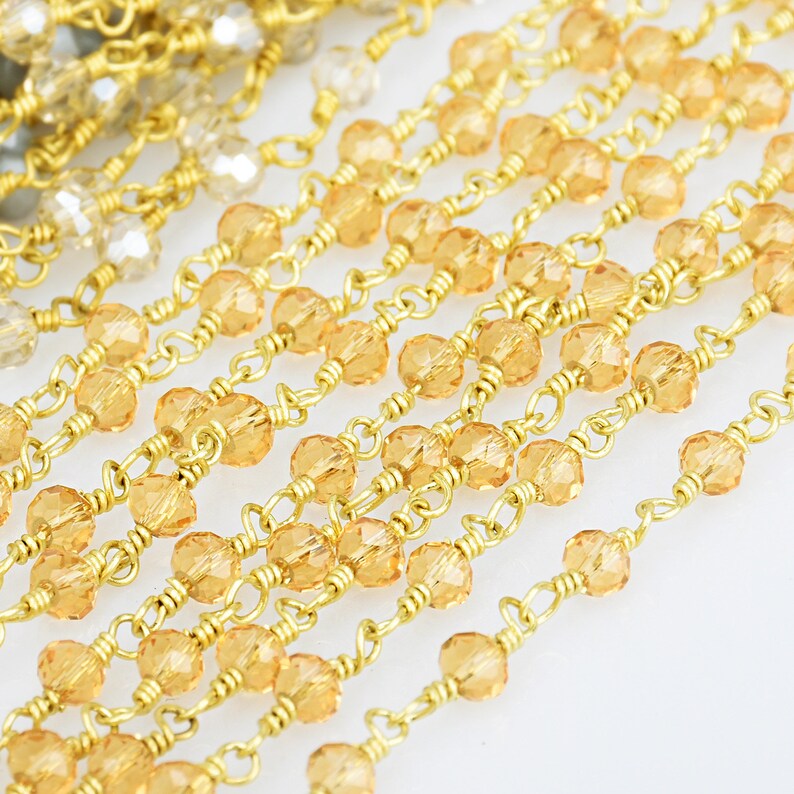 4mm Glass Bead Chain Crystal Bead Chain Bead Chain Jewelry Etsy