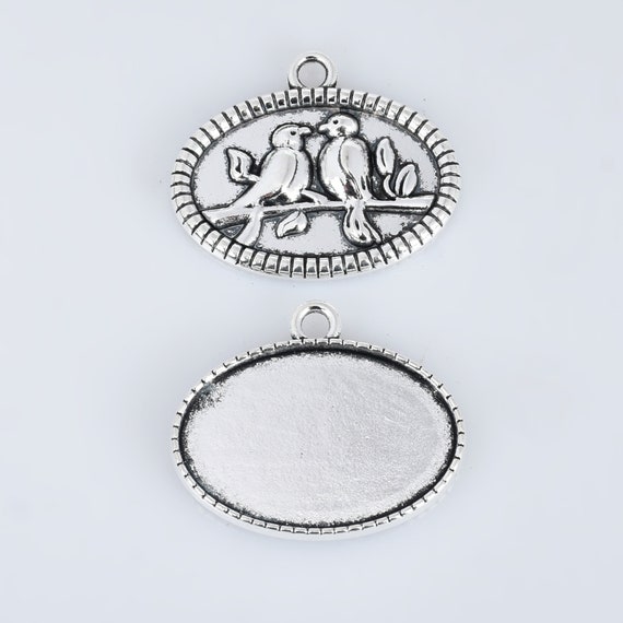 Rosebeading Oval Bezel Settings - Antique Bronze Pendant Trays 20pcs