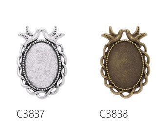 20 Stück 18 x 25 mm Zink-Legierung Cameo Cabochon Basis Anhänger, passend für 18 x 25 mm Cabochons