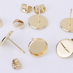 8/10/12/14/16MM Stainless Steel Bezel Earring Studs Cabochon Settings Earring Trays Earring Posts 30pcs 102557