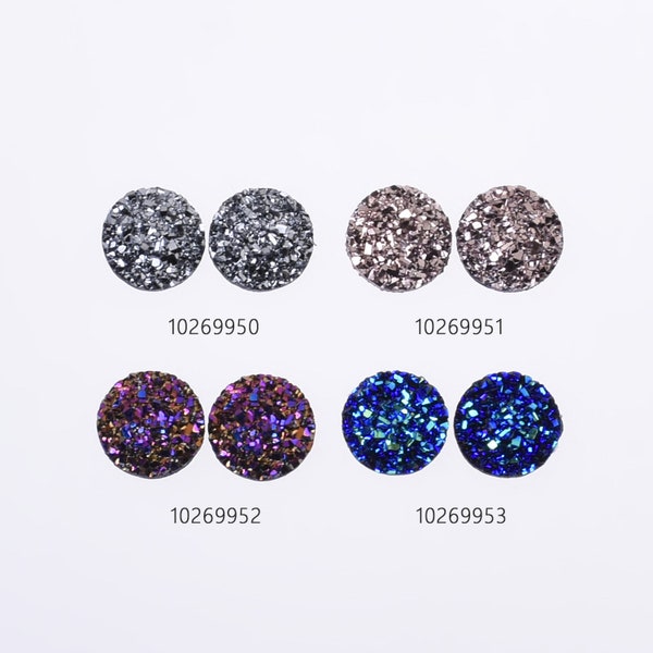 12mm Round Faux Druzy resin Crystal Clusters Cabochons glitter resin cabochon craft jewelry making DIY 50pcs 102699