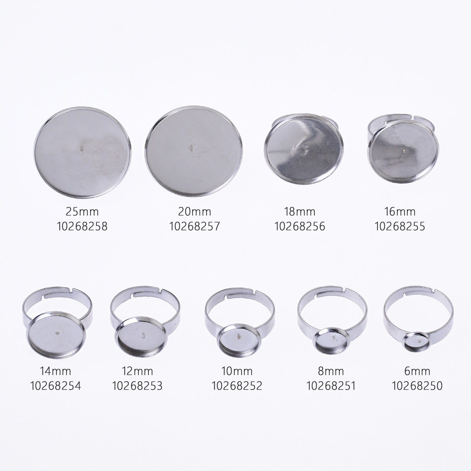 Stainless Steel 17mm Adjustable Ring Settings Blank Base Fit 6/8/10/12 ...