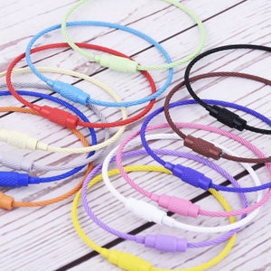 150*1.5mm Wire Keychain Cable Stainless Steel Cable Key ring wire mixed color Keyring Keychain Findings 10pcs 10253949