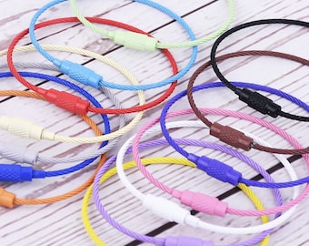 150*1.5mm Wire Keychain Cable Stainless Steel Cable Key ring wire mixed color Keyring Keychain Findings 10pcs 10253949