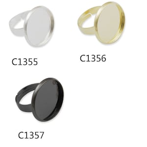 20PCS Adjustable Ring Blank Base Setting, Fit 20mm Round Cabochons