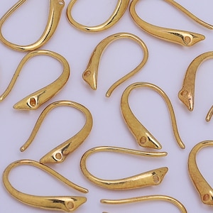 Brass Fish Hooks Earring Hooks Ear Wires gold plated findings Jewelry Supply 10pcs 10202