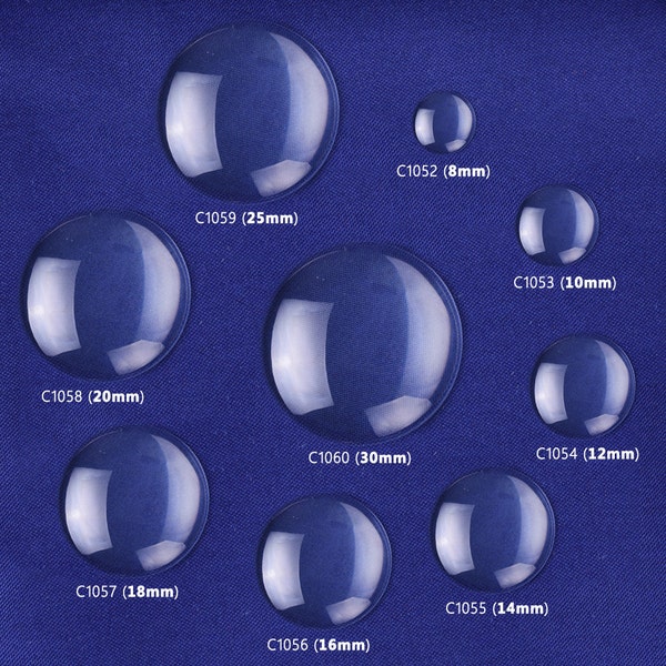 Clear Round Glass Dome Cabochon Wholesale Flatback Crystal Magnifying Cameo Base Cover Cameo 8/10/12/14/16/18/20/30MM