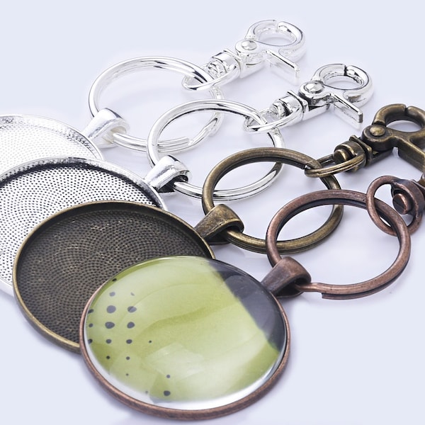 38mm Circle Key Fob Craft Kits DIY with Lobster Clasp Key chain Kits Craft Kits Keys 5pcs/set 102306