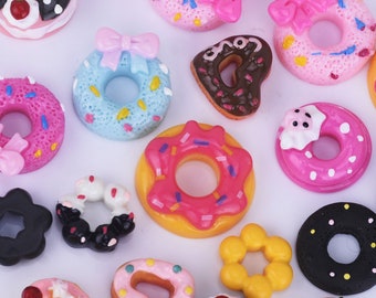 20PCS Kawaii Resin Donut Cabochon, Assorted Cute Donut Flat Back Embellishment, diy phone case Keychain 10249550