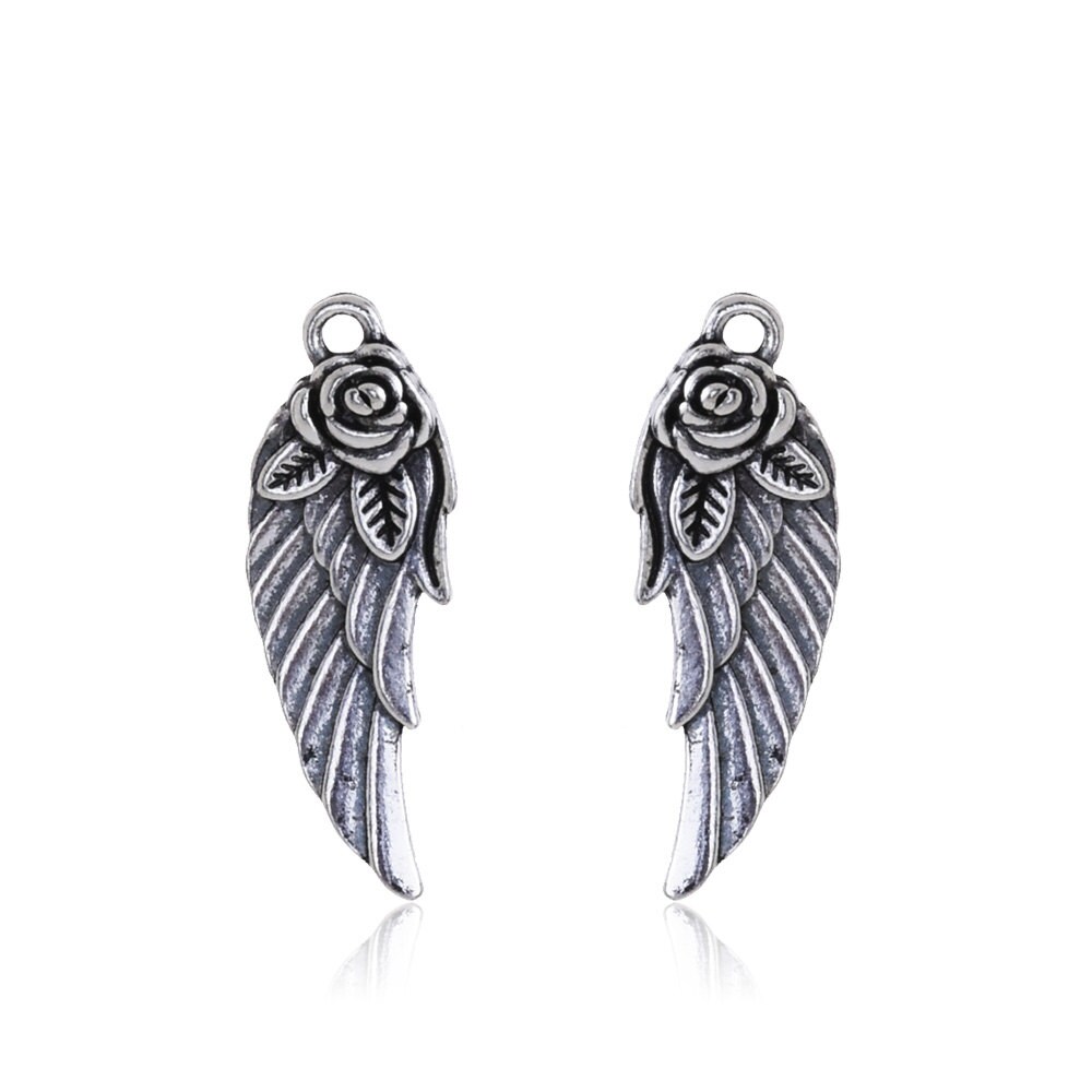 20 Angel Wing Charms Rose Angel Wings Charmsfeather Charms Etsy