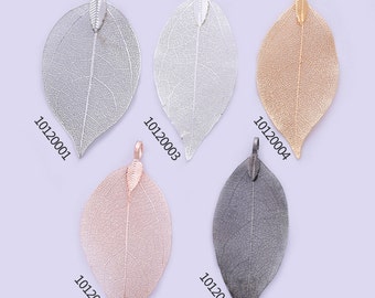 2 Plated Dipped Leaf About 60-80MM Filigree Leaf Charm, Wedding Jewelry, bridesmaid gift, leaf pendant,Natural Leaf 101200