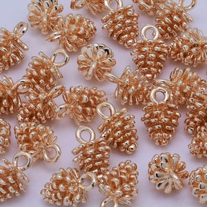 24K Gold Plated Pine Cone Pendant/Charm Brass Charms Jewelry Components Christmas charm 8*12mm 10pcs 10201405
