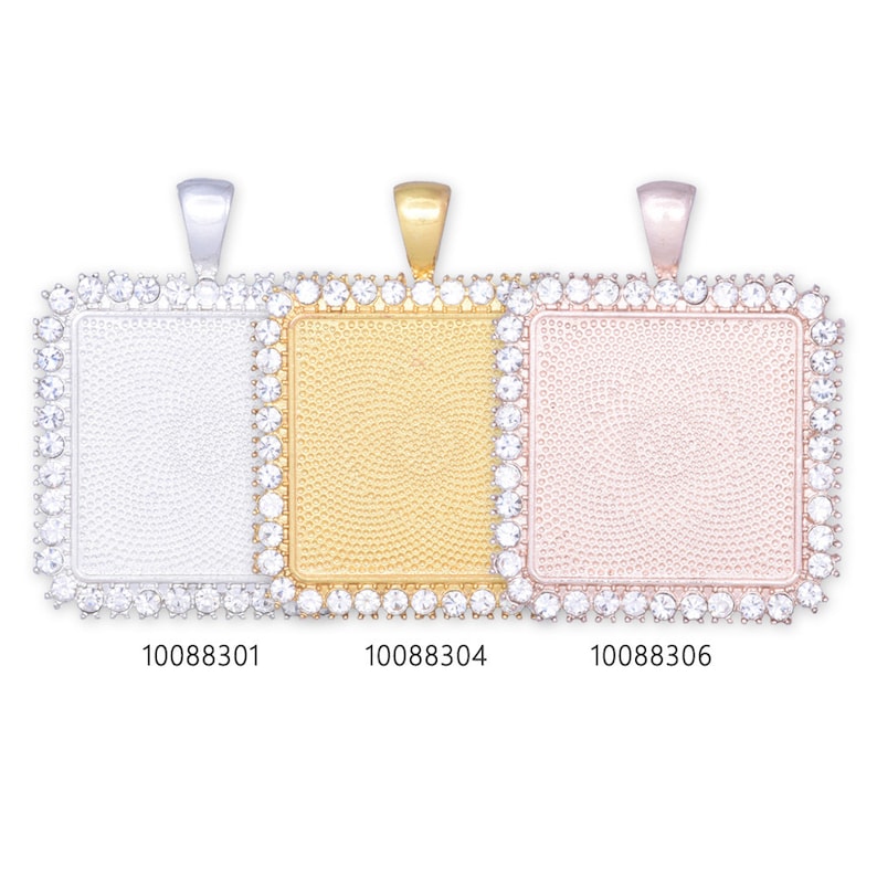 25mm 1 inch 1\u2033 Square Rhinestones Claw Pendant Cabochon Setting Single Row Rhinestone Bezel Pendant Blanks 10pcs 100883