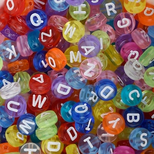 7*3.5mm Colorful Acrylic Alphabet Beads ABC Beads Name Beads 1.3mm Hole 100 Pcs/Bag Mixed 10313150