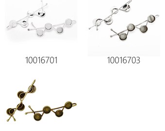 20pcs minimalist simple Hair slide with four round 8mm bezels, hair barrette, hair pin,bobby pin 100167