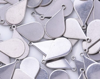 20 Stainless Steel Teardrop Charm Pendant Blanks Stamping Tag Blank Charms Diy Jewelry Findings 100851