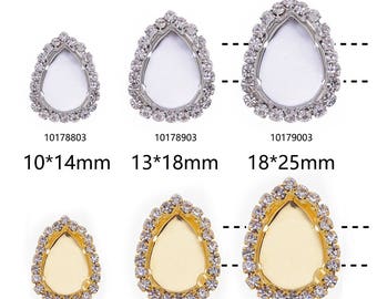 Rhinestones Claw Chain base Cameo Cabochon Base Setting fit Teardrop Shape Gemstone 20pcs  1017