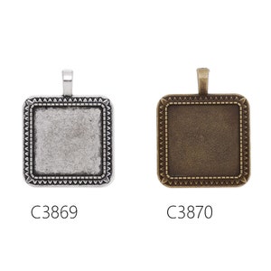 20PCS  Square Zinc Alloy Cameo Cabochon Base Setting Pendants,fit 25x25mm cabochons