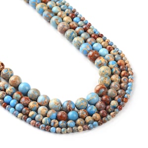 4mm/6mm/8mm/10mm Light Blue Sea Sediment Jasper Beads Regalite Round Imperial Stone 15 Inches 103005