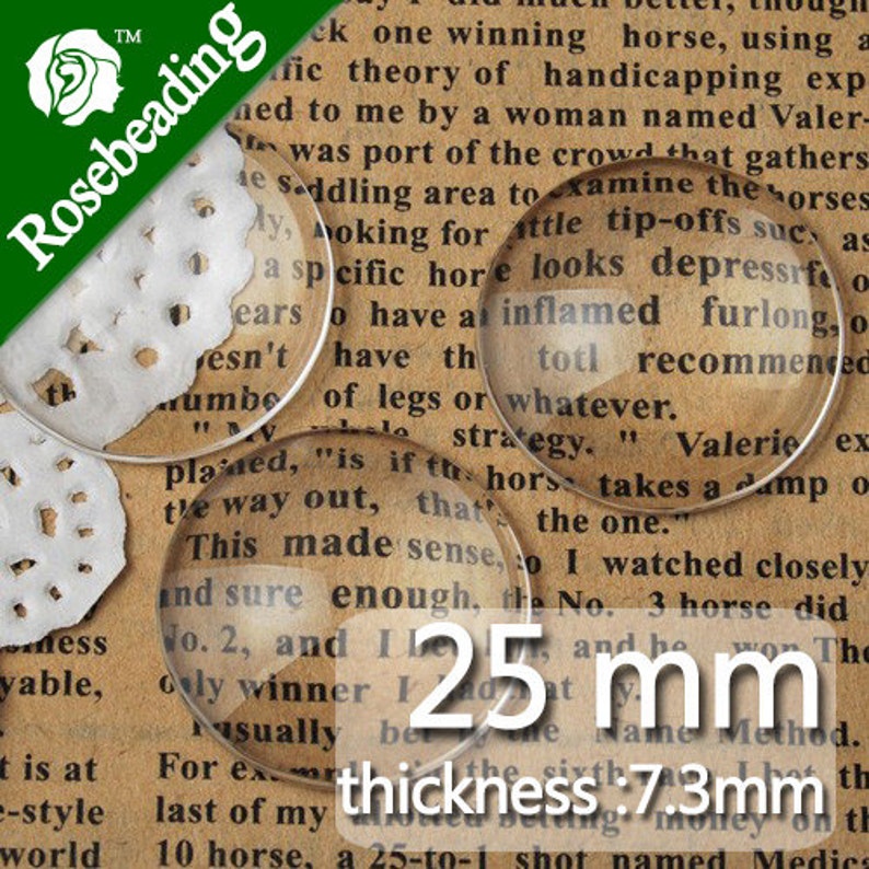 100PCS 25MM/1 Inch Round Flat Back clear glass Cabochon,clear glass tiles,Top quality C1059 image 1