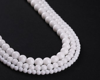 15 « Full Strand White Porcelain Glass Beads Gemstone Bijoux en gros 103252