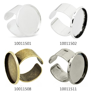 10PCS Adjustable Ring Base Setting Pendants With 20MM round bezel, fit 20mm round cabochons