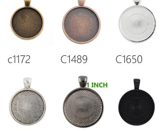 20PCS 25MM(1 inch ) Pendant trays, Round Zinc Alloy Cameo Cabochon Base Setting Pendants,fit 25mm cabochons C1650
