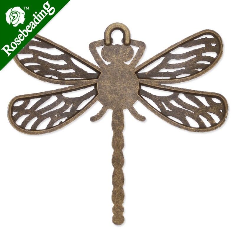 20PCS Antique Bronze Dragonfly Shape Pendant Trayspendant Etsy