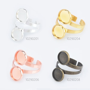 Adjustable Brass Ring Blank with Double Bezel Setting Tray fit for 10mm Cameo Cabochons Ring Bezels 10pcs 102902