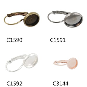 50PCS French Lever Back Earrings Blank/Base,Fit 10MM Cabochons,Buttons