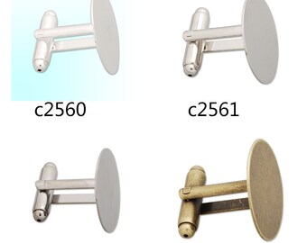 20PCS Cufflink Blanks with 20mm Round Pad, fit 20mm round cabochons