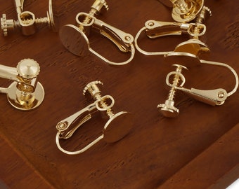 5 paires de clips d'oreille non percés à levier/vis à l'or rempli de 14k