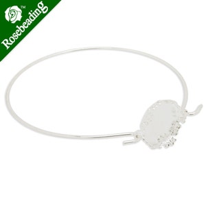10PCS 16MM  Round Bezel Silver Plated Bracelet,Cuff,Adjustable,Bracelet Blanks,Cuff Bracelet Blank C3194